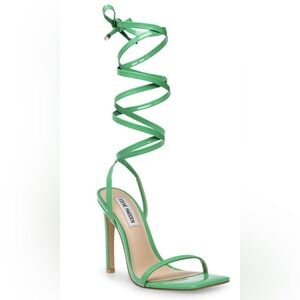 Steve Madden Uplift Green Lace-Up Ankle Wrap Heeled Sandals | Women’s Size 7.5